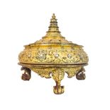A Burmese gilt and red lacquered wood of