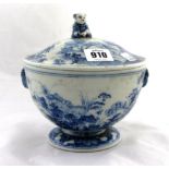 A Japanese blue and white bowl and cover