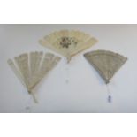 A Chinese carved ivory fan, 19th century