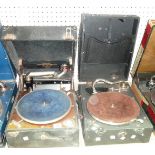 A Columbia portable gramophone and an un