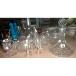 A large quantity of cut glass, including