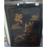 A Chinese black lacquer chinoiserie deco