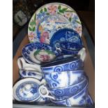 A Victorian blue decorated child's tea s