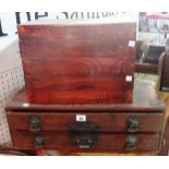 An Oriental hardwood two drawer box and