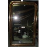 A gilt framed overmantel mirror.