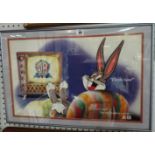 A colour print of Bugs Bunny.