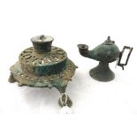 A Khorasan bronze openwork lampstand and