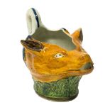 A Pratt ware fox and swan sauceboat, cir