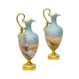 A pair of Royal Worcester ewers by Alber