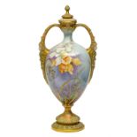 A tall Royal Worcester two-handled vase