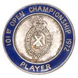 An enamel golf badge/players medal for the 101st open championship 1972,