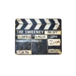 'The Sweeny', 'Pay Off', a vintage production used clapper board with white block lettering; 'The