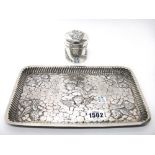 Silver, comprising; a Victorian rectangular dressing table tray, embossed with cherubs' faces