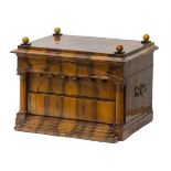 A 19th century Biedermeier design walnut jewellery box with lift top and secret compartments, 56cm