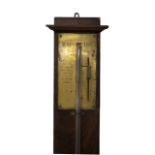 A French walnut stick barometer, circa 1830, the rectangular brass plate with a glass half block