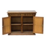 A 19th century American table top two door specimen cabinet in pencil on the back 'Made by CW