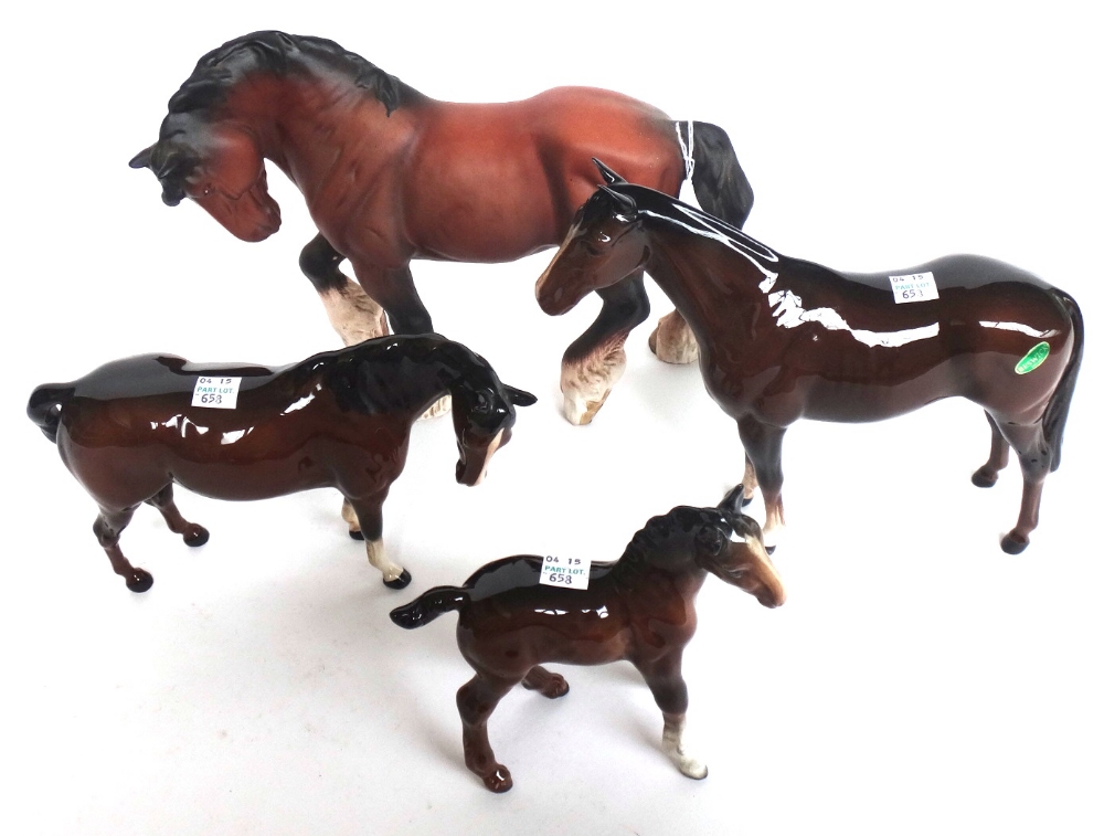 A Beswick shire horse (matt finish), two Beswick brown gloss horses and a Beswick brown gloss foal - Image 2 of 2
