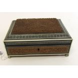 A 20th century Indian inlaid carved sandalwood rectangular box, 23cm wide.