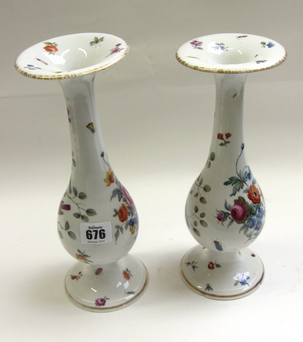 A near pair of Berlin (K.P.M outside decorated) vases, the porcelain early 19th century, the - Image 2 of 3