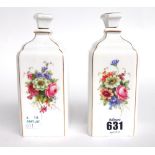 A pair of English porcelain scent bottles and stoppers, early 20th century, each painted with