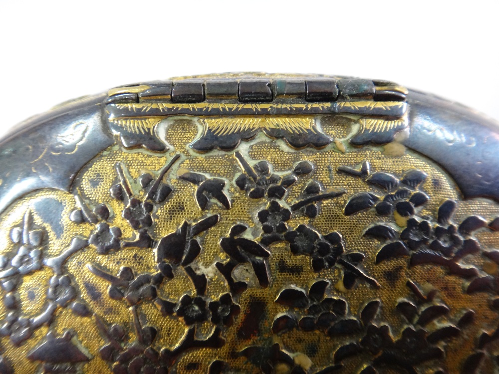 An Asian tonkin style parcel gilt oval hinge lidded box, - Image 4 of 9