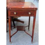 An Edwardian Kingwood banded mahogany envelope card table with single drawer, on tapering square