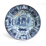 A Dutch Delft blue and white charger, late 17th century,