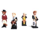 Three Royal Doulton Pickwick figures; Pickwick, David Copperfield and Tiny Tim, and a Royal Doulton