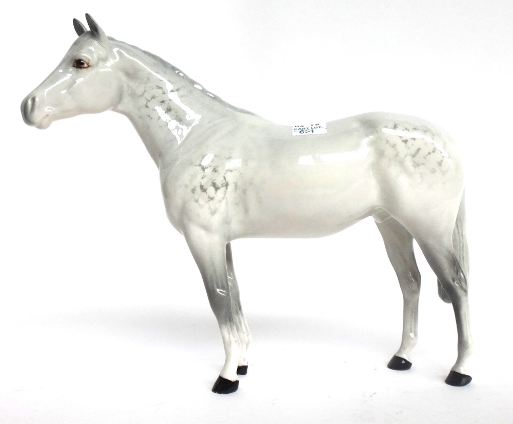 Five Beswick horses; two dapple grey colour, the other three brown gloss, black printed marks, 20.