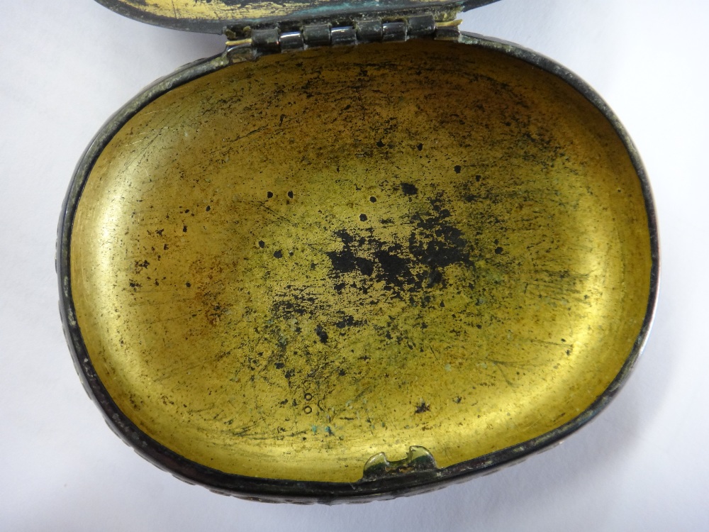 An Asian tonkin style parcel gilt oval hinge lidded box, - Image 9 of 9