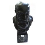 A bronze bust  'Hans Thoma', early 20th century, signed 'C.Stock' in the bronze and mounted on a