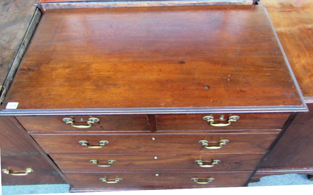 A George III mahogany chest of two short and three long drawers on bracket feet, 94cm wide. - Image 2 of 2