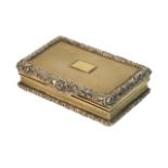 A silver gilt rectangular hinge lidded snuff box, gilt within, the exterior engine turned within