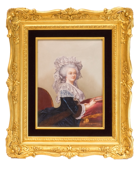 A French porcelain portrait plaque dated 1894, attributed to Limoges, painted with a portrait of a