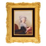 A French porcelain portrait plaque dated 1894, attributed to Limoges, painted with a portrait of a