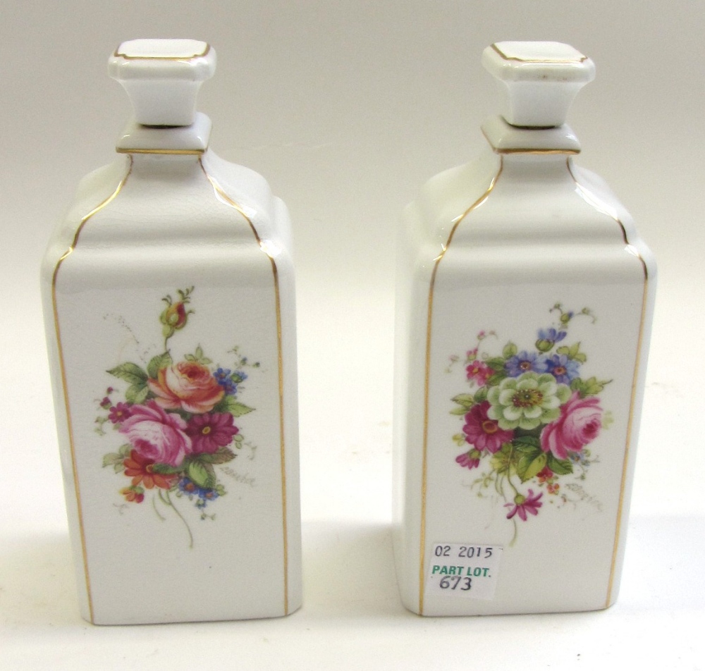 A pair of English porcelain scent bottles and stoppers, early 20th century, each painted with - Image 4 of 6