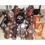 Tribal interest, a quantity of mainly 20th century carved wooden figures and sundry.