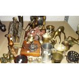 A quantity of assorted collectables, including a Victorian brass two division desk tidy, models of