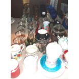 A quantity of mixed ceramics, drinking glasses, glass models and sundry.