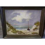 K***, (20th century), A Sandy Cove, oil on canvas, indistinctly signed.