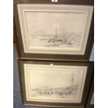 After George Chinnery, a group of six reproduction prints, together with an oil landscape and a