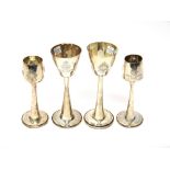 Two pairs of silver goblets London 1961 by R.E. Stone and a  similar pair London 1966 by D.