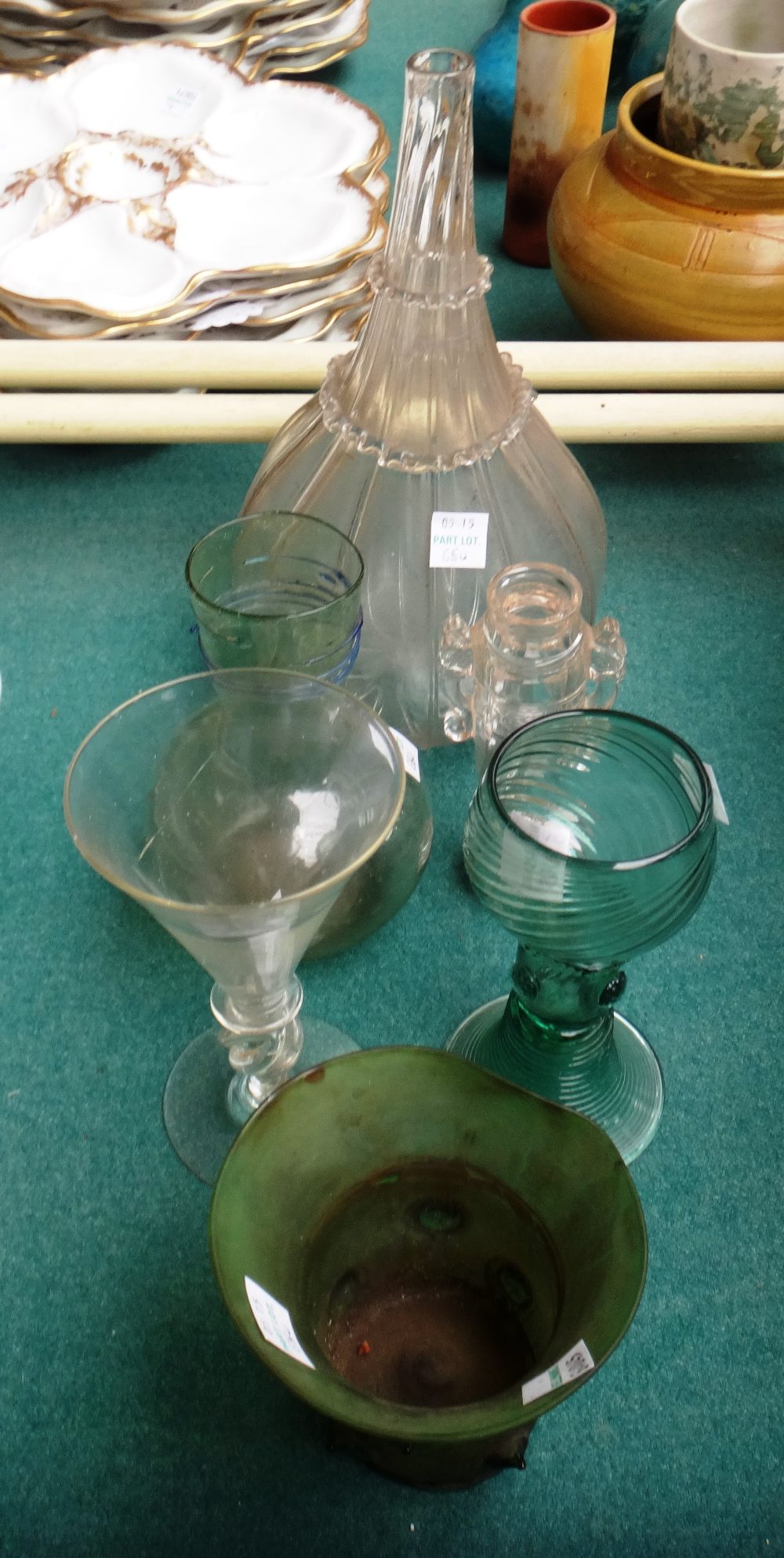 A group of glass of various dates, comprising; a small green glass roemer, - Image 2 of 3