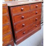 An early 19th century mahogany chest of two short and three long graduated drawers, on plinth base,