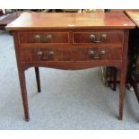 A George III crossbanded mahogany lowboy with two short and one long frieze drawer,