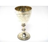 A Victorian silver trophy cup with a knop stem,