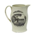 A creamware jug, 18th century,