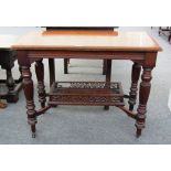 A 19th century mahogany rectangular side table on spiral fluted supports, 92cm wide.