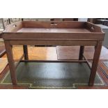 A George III mahogany rectangular butler's tray on later stand, 75cm wide,