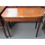 A Regency mahogany 'D' shaped card table with boxwood stringing,